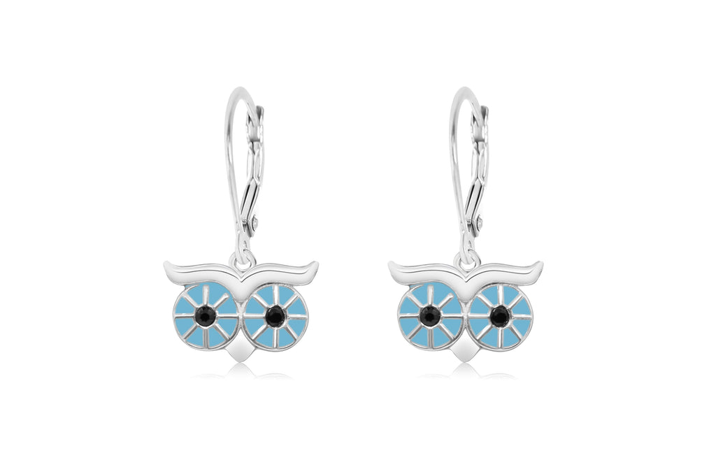 white gold owl studs