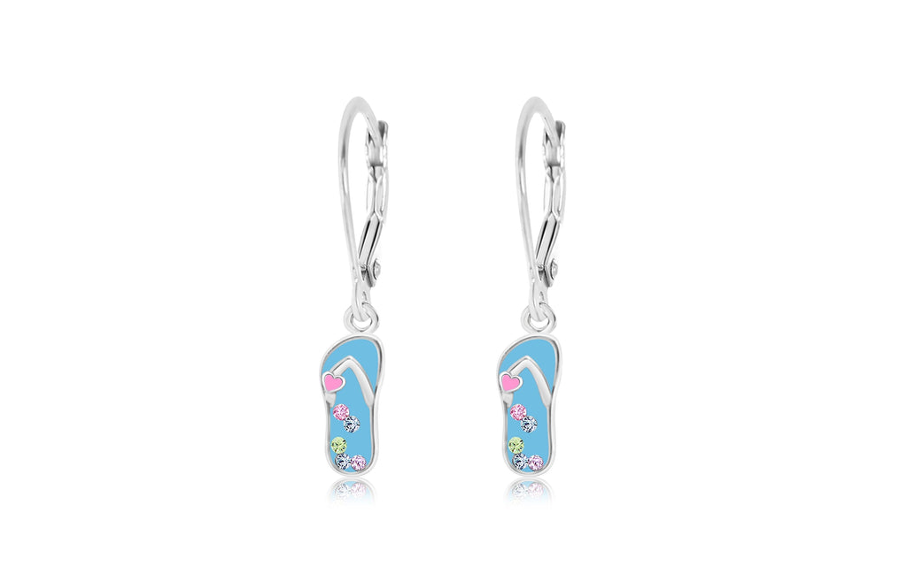 blue flip-flop crystal earrings