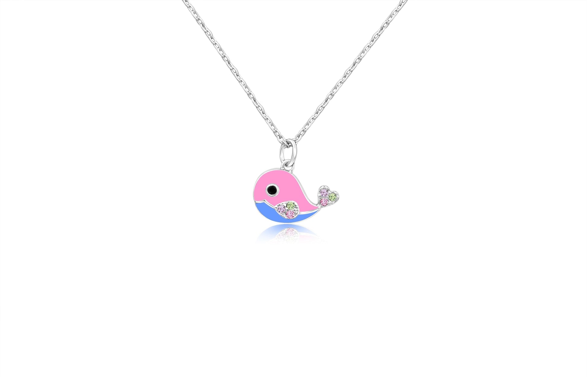 pink whale pendant with crystals