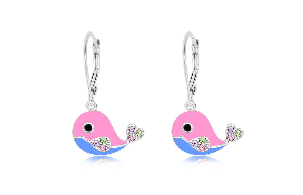 pink whale earrings for children