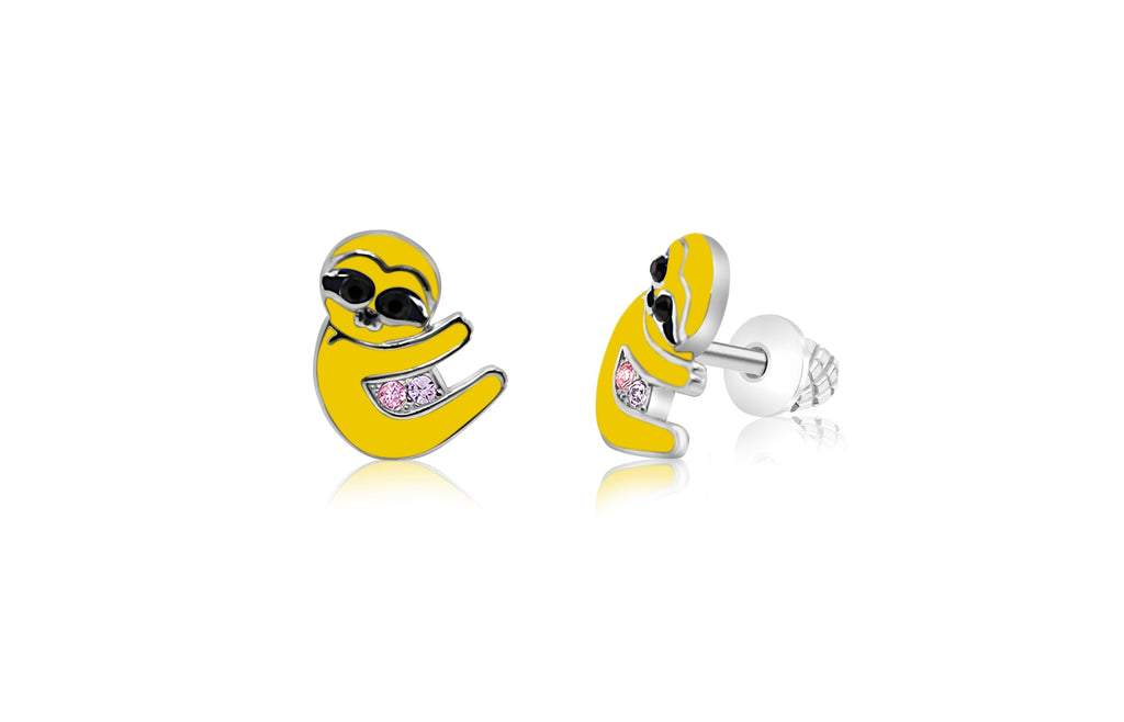 white gold sloth earrings