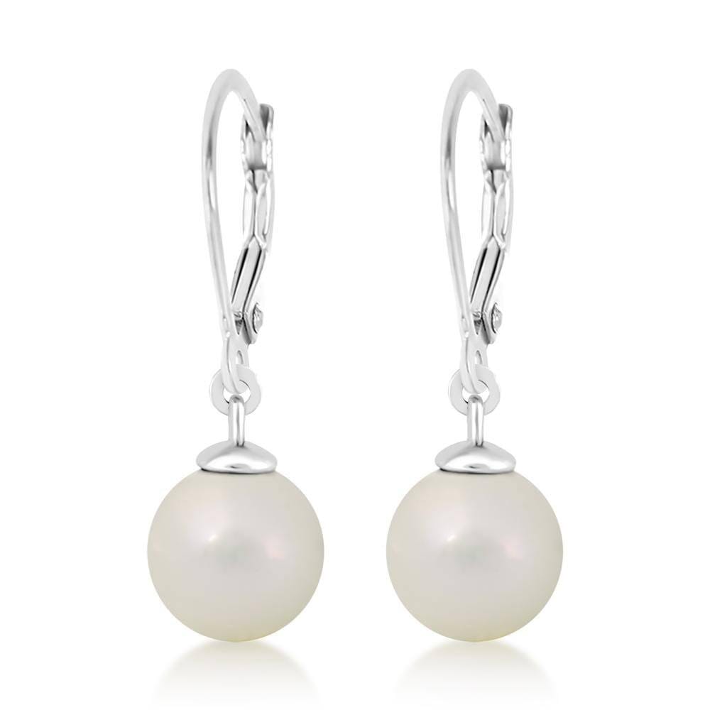 white pearl earrings