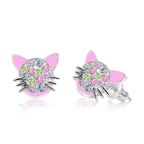 Buy this stunning girl’s cat head crystal earring from Chanteur