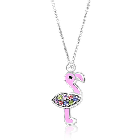 Buy this stunning girl’s flamingo crystal necklace from Chanteur