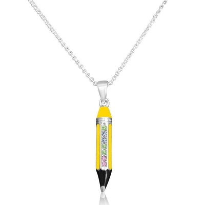 Pencil Crystal White Gold Palladium Plating Hypoallergenic Kids Necklace