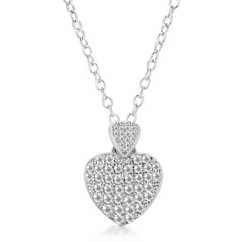 White Gold Necklace with Crystal Heart Pendant