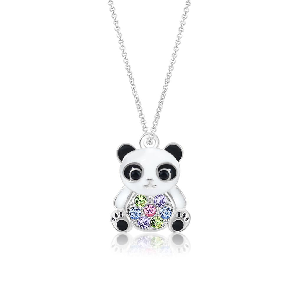 Panda Multi-color Crystal White Gold Palladium Plating Girl's Pendant  Necklace