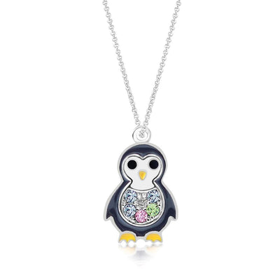 Penguin Crystal White Gold Palladium Plating Hypoallergenic Kids Necklace