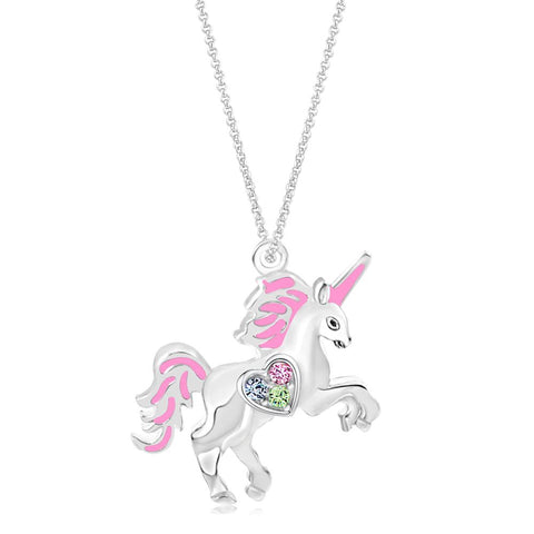 Buy this stunning girl’s unicorn heart crystal pendant from Chanteur