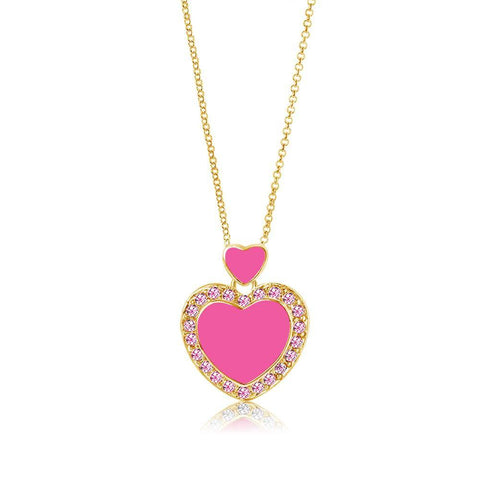 Crystal Pink Hearts Pendent