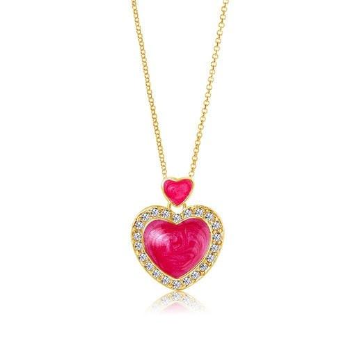 Studded Enamel Heart Necklace - Red – The Sterling Society
