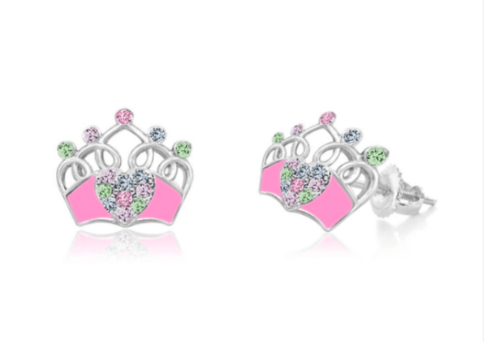 multicolor crystal crown earrings
